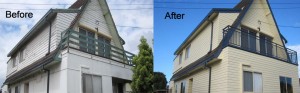 Before and after palisade cladding